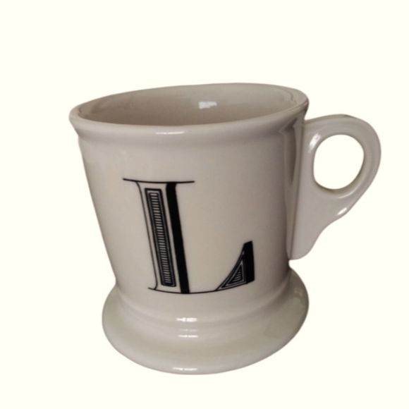 Anthropologie Other - Anthropologie Monogram White Coffee Mug Black Letter 'L' Initial Tea Cup